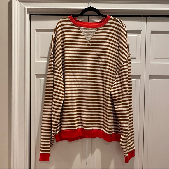 We The Free x Free People Classic Striped Oversized Crewneck | Size Large - Picture 5 of 7